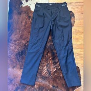 The Kooples 48 EU size 32 US size wool pleated trousered with black leather side